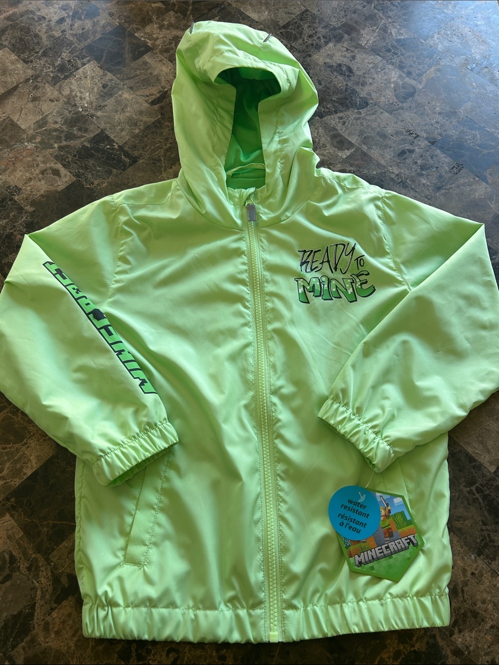 NWT 🆕 Minecraft Windbreaker with Back Design size 6 years
